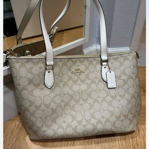 Coach Beige Signature Tote Bag